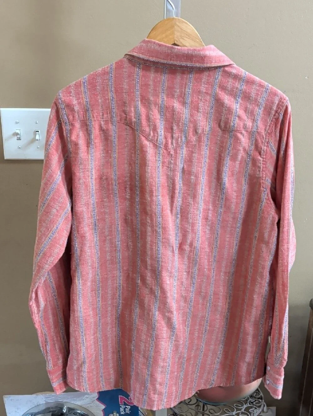 Kimes Ranch Coral Striped Button-Up Western Shirt - Picture 3 of 4
